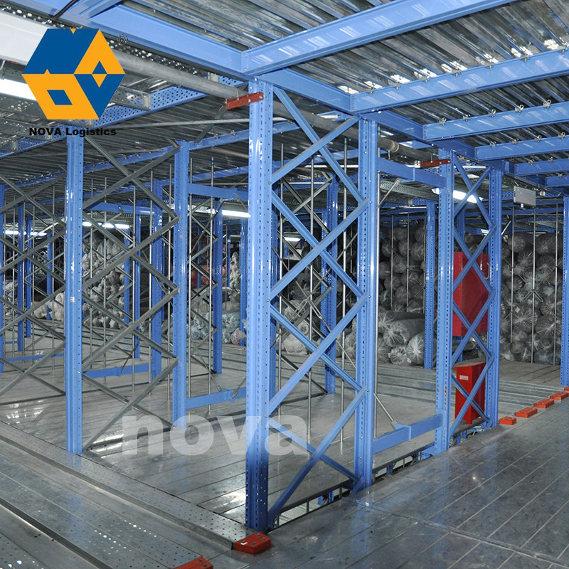 Platform Penyimpanan Gudang Metal Mezzanine Floor Blue Multi Tier Heavy Duty